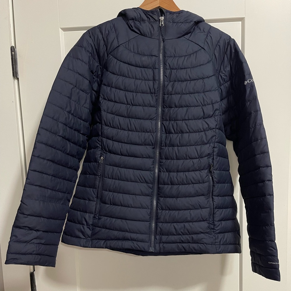 EUC Columbia Women's Powder Lite Dark Blue Puffer Jacket Size Large